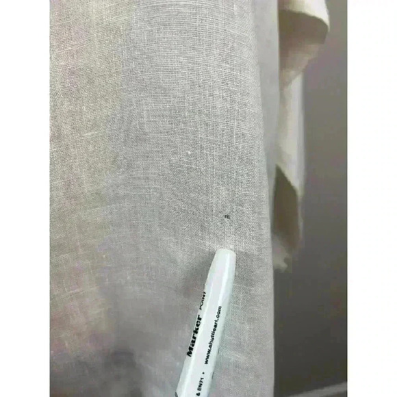 Match Point Linen Tunic Blouse Women's 2XL Minimalist Lagenlook White Buttons - Picture 5 of 14